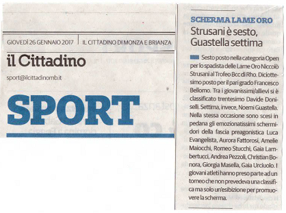 il Cittadino Giovedì 26 Gennaio 2017 Scherma Lame Oro