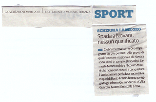 il Cittadino Giovedì 2 novembre 2017 Scherma lameoro Spada a Novara nessuno qualificato