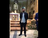 Lo sposo il maestro di scherma Alberto Borla